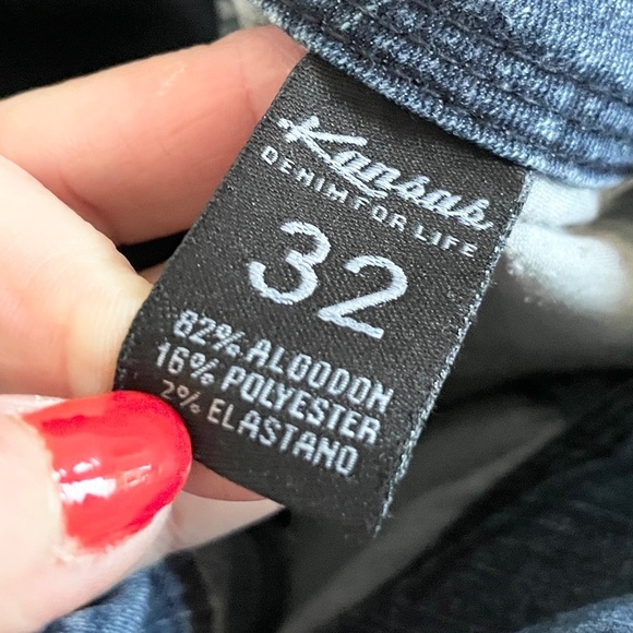 Vintage Y2K Denim Jeans Kansas Mid Rise Dark/Mid Wash Blue Cotton blend Sz 32 - Picture 5 of 14